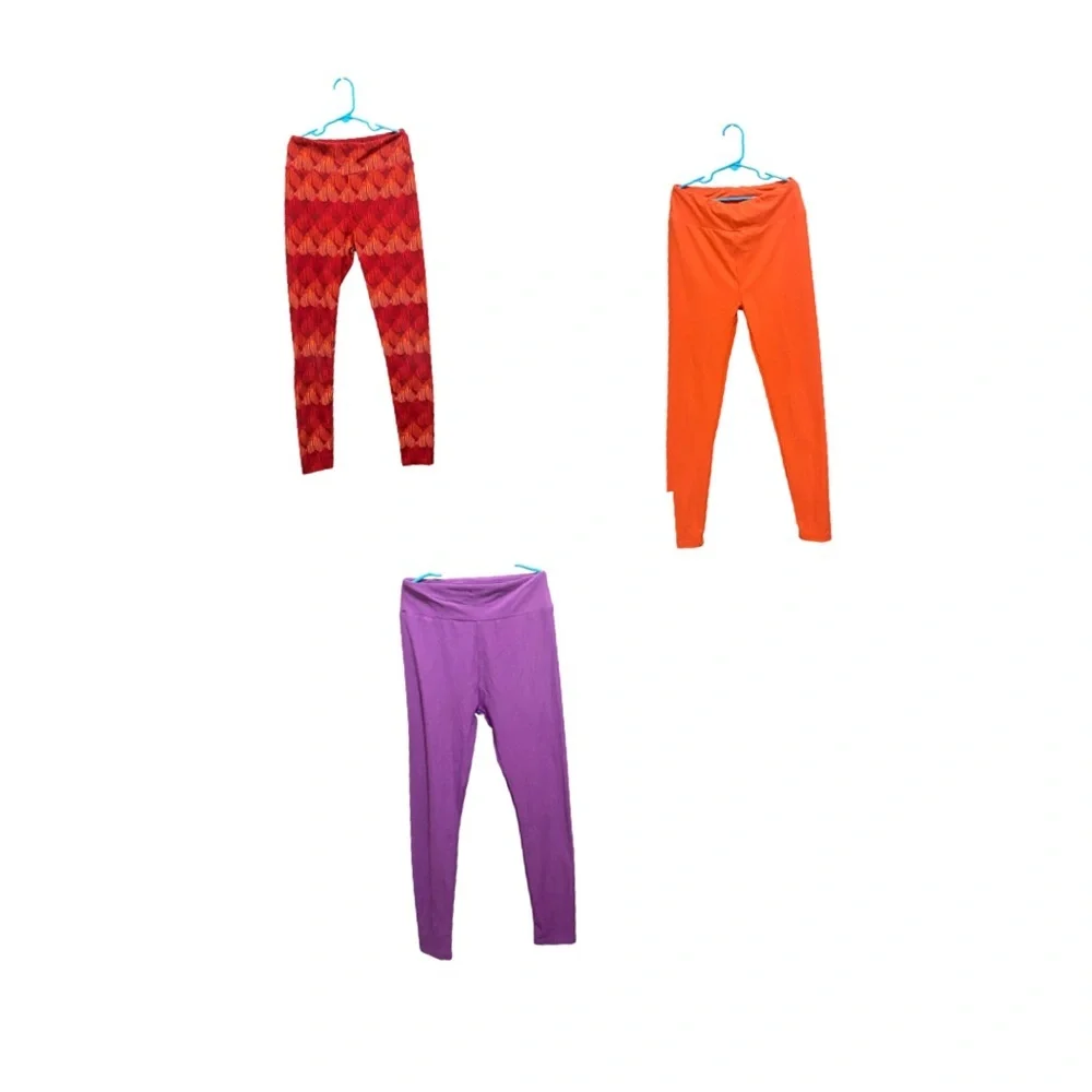 LuLaRoe girls Leggings Set - Red, Orange, Purple